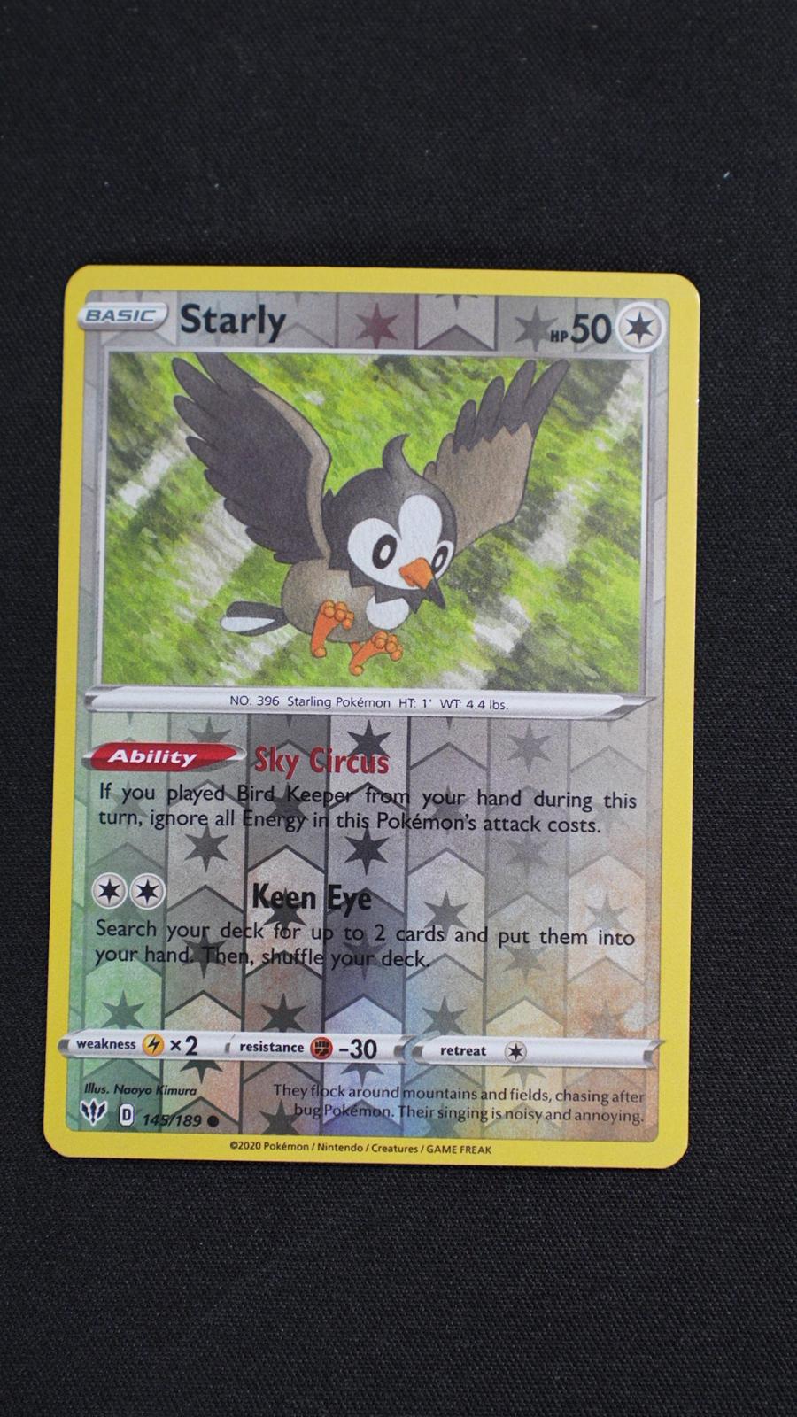 Starly 145/189 Common Darkness Ablaze Pokemon Reverse Holo Near Mint