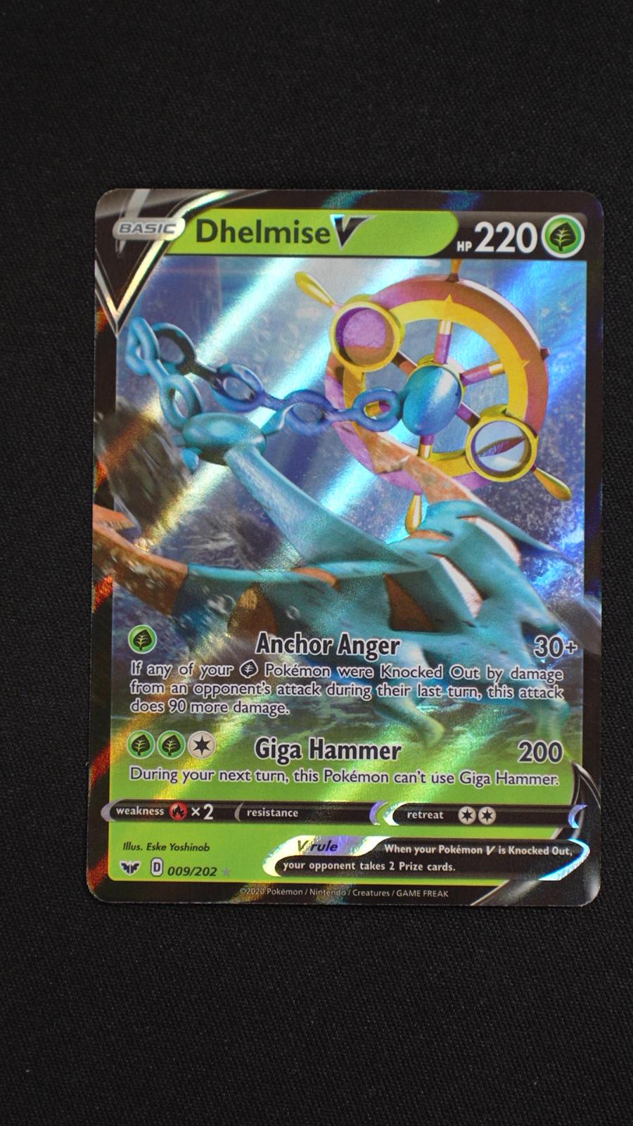 Dhelmise V 009/202 Holo V Rare Sword & Shield Pokemon Near Mint