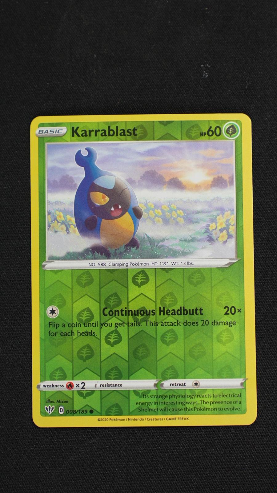Karrablast 008/189 Common Darkness Ablaze Pokemon Reverse Holo Near Mint