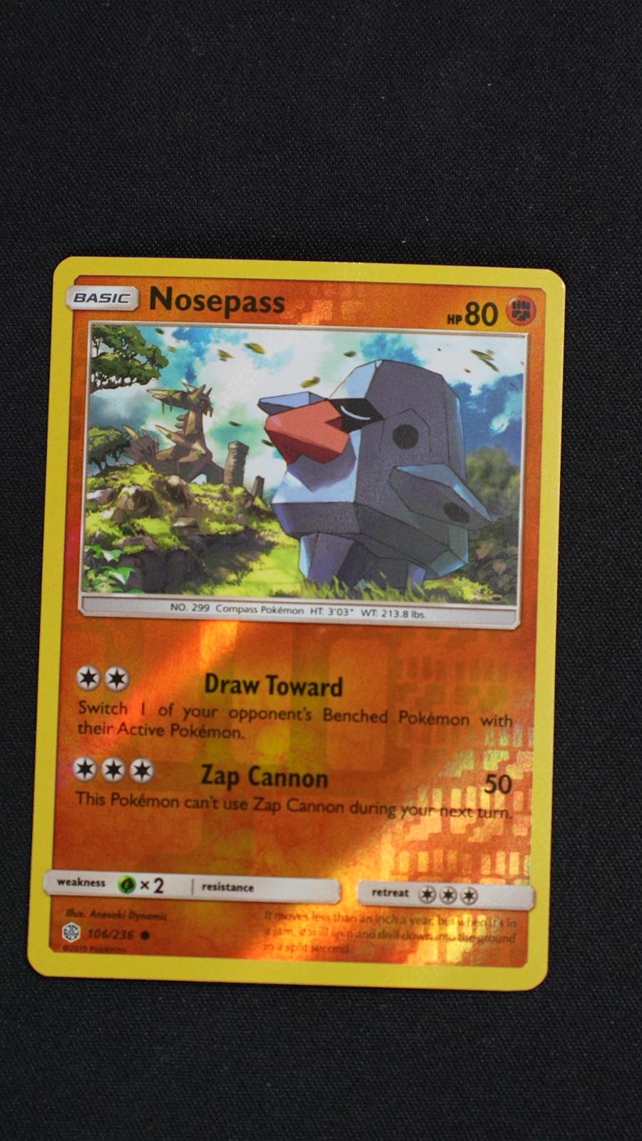 Nosepass 106/236 Common Cosmic Eclipse Pokemon Reverse Holo Near Mint