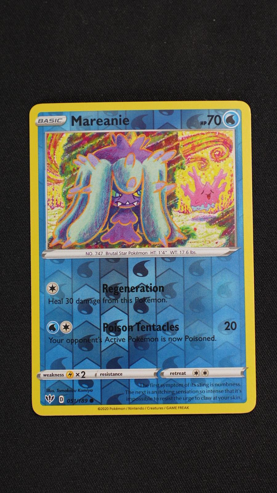 Mareanie 051/189 Common Darkness Ablaze Pokemon Reverse Holo Near Mint