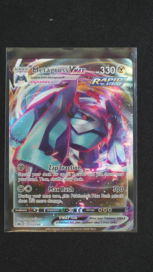 Metagross VMAX 113/198 Holo VMAX Rare Chilling Reign Pokemon Near Mint