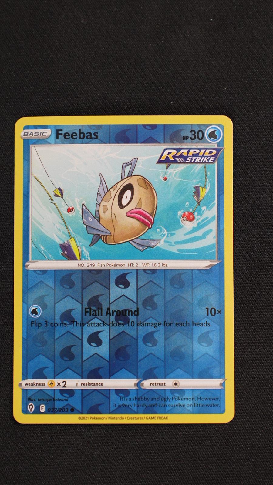Feebas 037/203 Common Evolving Skies Pokemon Reverse Holo Near Mint