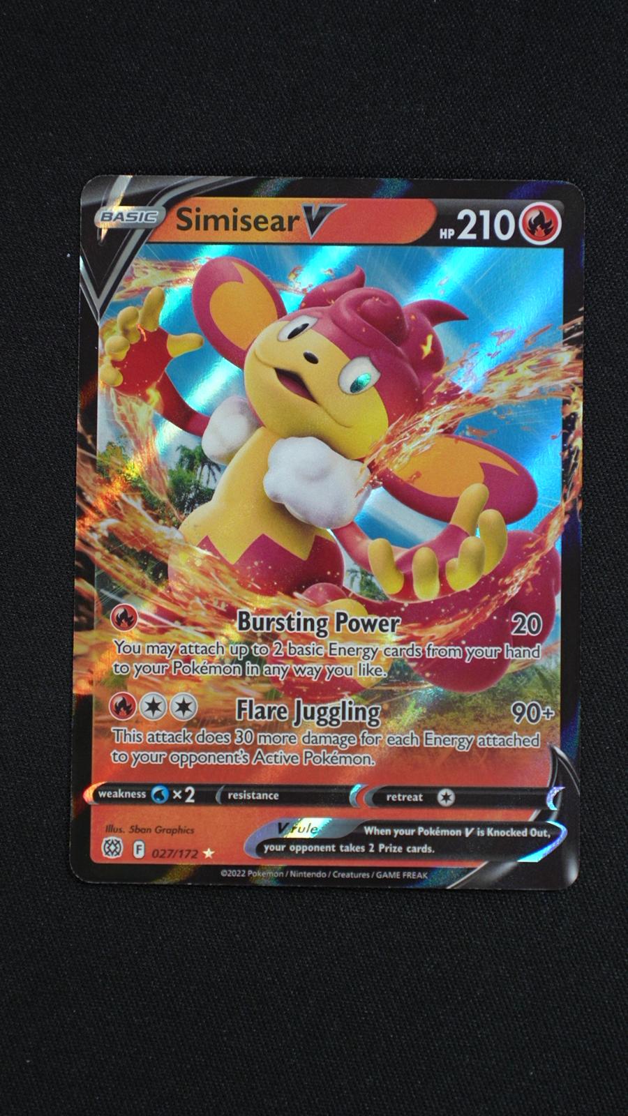 Simisear V 027/172 Holo V Rare Brilliant Stars Pokemon Near Mint