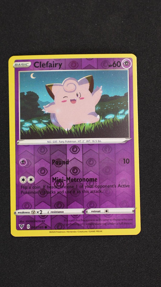 Clefairy 063/185 Common Vivid Voltage Pokemon Reverse Holo Near Mint