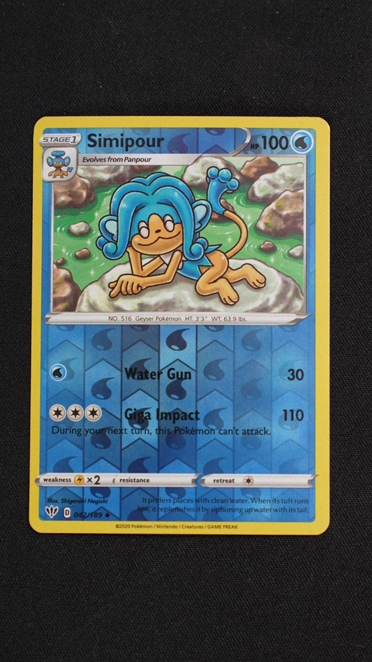 Simipour 042/189 Uncommon Darkness Ablaze Pokemon Reverse Holo Near Mint