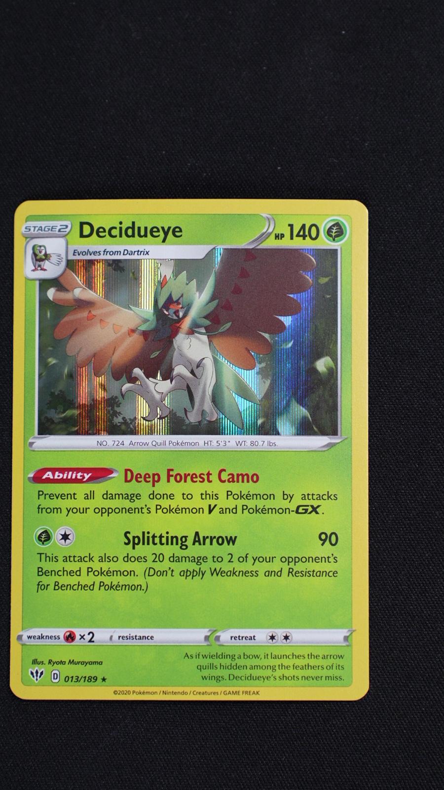 Decidueye 013/189 Holo Rare Darkness Ablaze Pokemon Holo Near Mint