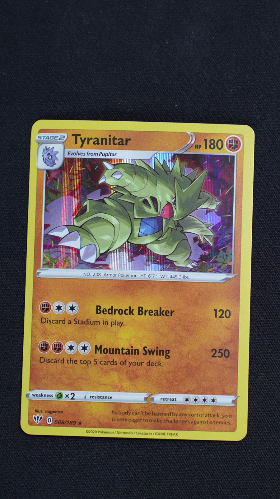 Tyranitar 088/189 Holo Rare Darkness Ablaze Pokemon Holo Near Mint